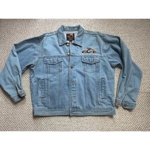 Orange County Choppers Mens XL Denim Trucker Jacket Light Wash Embroidered OCC